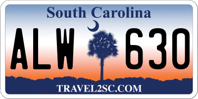 SC license plate ALW630