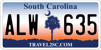 SC license plate ALW635