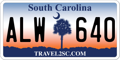 SC license plate ALW640