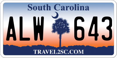 SC license plate ALW643