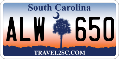 SC license plate ALW650