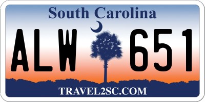 SC license plate ALW651