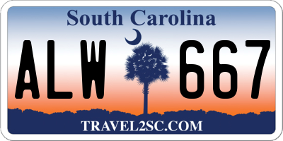 SC license plate ALW667