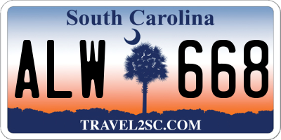 SC license plate ALW668