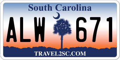 SC license plate ALW671