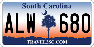 SC license plate ALW680