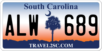 SC license plate ALW689