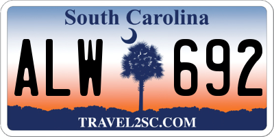 SC license plate ALW692