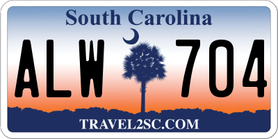 SC license plate ALW704