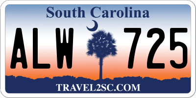 SC license plate ALW725