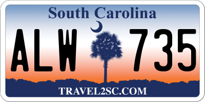 SC license plate ALW735