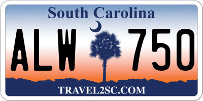 SC license plate ALW750