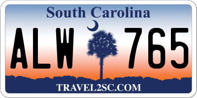 SC license plate ALW765