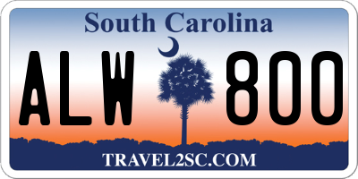 SC license plate ALW800