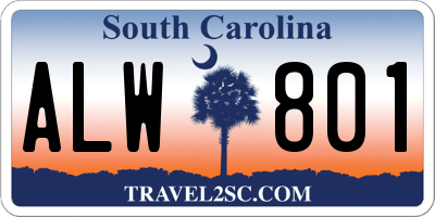 SC license plate ALW801