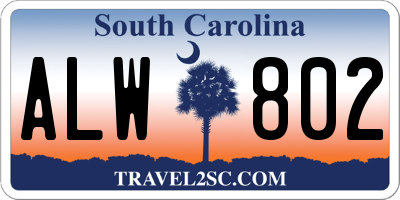 SC license plate ALW802