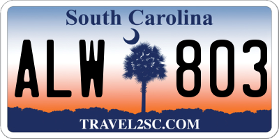 SC license plate ALW803