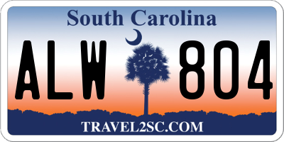 SC license plate ALW804
