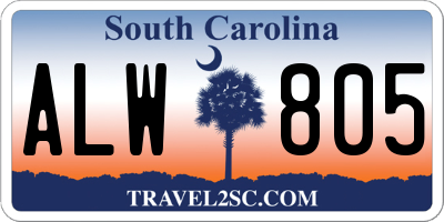 SC license plate ALW805