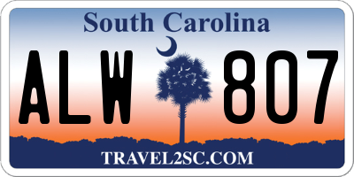 SC license plate ALW807