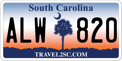 SC license plate ALW820
