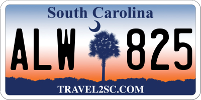 SC license plate ALW825