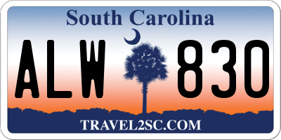 SC license plate ALW830
