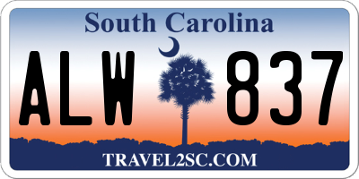 SC license plate ALW837