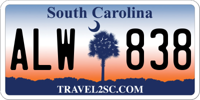 SC license plate ALW838
