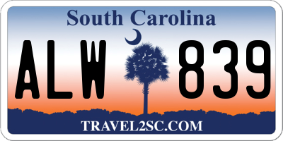 SC license plate ALW839