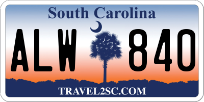 SC license plate ALW840