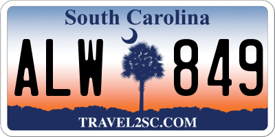 SC license plate ALW849