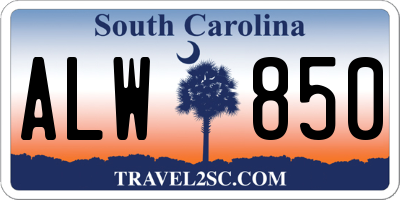 SC license plate ALW850