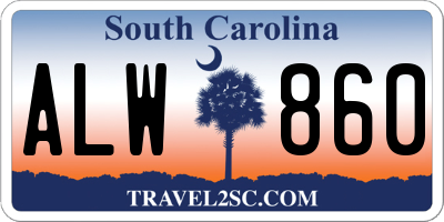 SC license plate ALW860