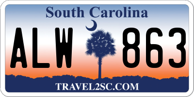 SC license plate ALW863