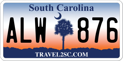 SC license plate ALW876