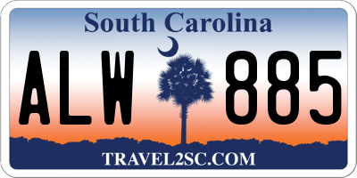 SC license plate ALW885