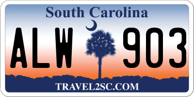 SC license plate ALW903