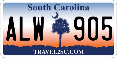 SC license plate ALW905