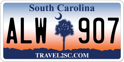 SC license plate ALW907