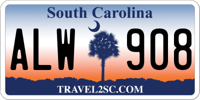 SC license plate ALW908