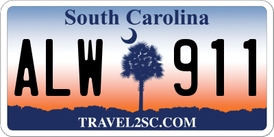 SC license plate ALW911