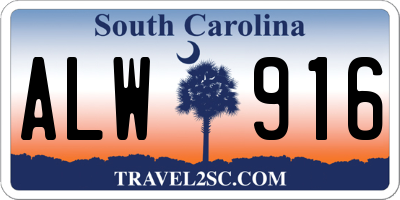 SC license plate ALW916
