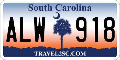 SC license plate ALW918