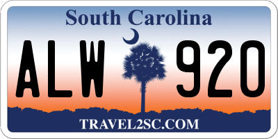 SC license plate ALW920