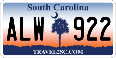 SC license plate ALW922