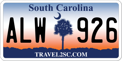 SC license plate ALW926