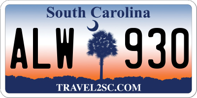 SC license plate ALW930