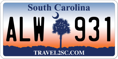SC license plate ALW931