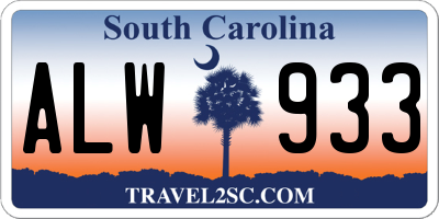 SC license plate ALW933
